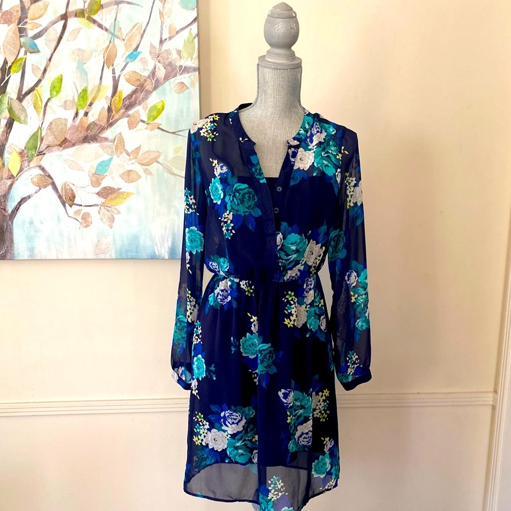 OLD NAVY FLORAL LONG SLEEEVE SLIP ON DRESS SIZE SMALL 🌟EUC 🌟